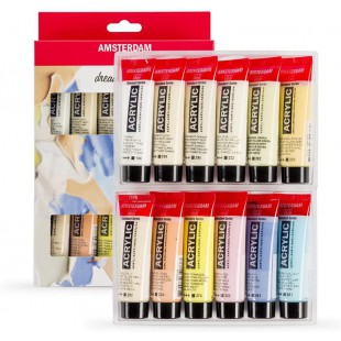 Talens Lot de 12 tubes de peinture acrylique pastel 20 ml