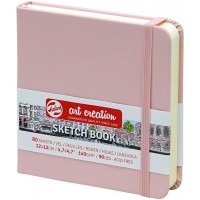 Royal Talens Carnet de croquis a couverture rigide 80 feuilles 140 g/m² 12 x 12 cm Rose pastel