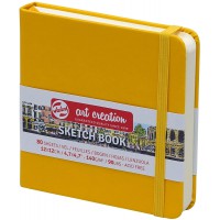 Royal Talens Carnet de croquis a couverture rigide 80 feuilles 140 g/m² 12 x 12 cm Couverture jaune dore