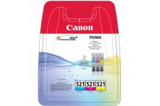 CLI-521 Cartouche C/M/Y Multipack Cyan, Magenta, Jaune (Multipack plastique)
