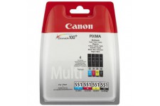 6509 B 009, 6509B009/CLI-551 Lot de 4 cartouches d'encre d'origine Noir/cyan/magenta/jaune