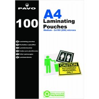 Boite de 100 Pochettes de plastification a  chaud brillante 2 x 100 microns A4 Transparent