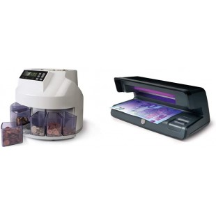 Safescan 1250 - Compteuse et trieuse de pieces de monnaie & 50 Noir - Detecteur de faux billets UV pour la verification des bill