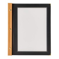 Bois Porte Menu Spine - A4 noir avec 2 inserts (4 pages).