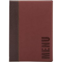 Securit MC-TRA4-WR Porte-menu en similicuir avec 1 insert double face Bordeaux Format A4