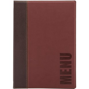 Securit MC-TRA4-WR Porte-menu en similicuir avec 1 insert double face Bordeaux Format A4