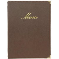 Securit Protege-menu Simili cuir de la Gamme Classique A4, 1 Double Insert Inclus (presente 4 Pages A4)