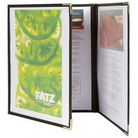 Securit Crystal Range Porte-menus Transparent A4 Bords bruns 3 plis