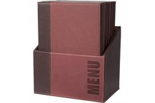 SECURIT Protege-menus Simili Cuir de la Gamme Tendance - A4 (x20) Plus Box, 1 Double Insert Inclus avec Chaque Menu (presente 4 