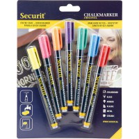 Securit Lots de 7 Feutres-Craie a  encre liquide Colore - Taille de mine 1-2mm