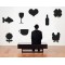 Securit Tableau noir mural en forme de coeur Noir