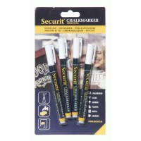 Securit BL-SMA100-V4-WHI Lot de 4 marqueursa   craie liquidea   petite pointe Blanc