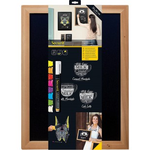 Securit Woody Tableau noir mural en teck 30 x 40 cm