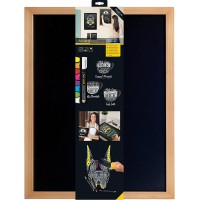 Securit Woody Tableau noir mural en teck 40 x 60 cm