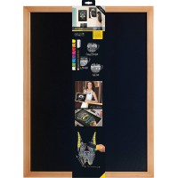 Securit Woody Tableau mural noir Cadre en teck 60 x 80 cm