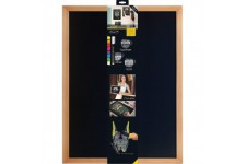 Securit Woody Tableau mural noir Cadre en teck 60 x 80 cm