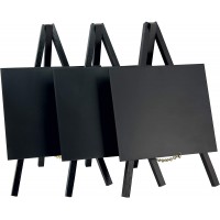 SECURIT Lot de 3 chevalets laques avec Tableau Noir en Bois, Noir, Mini, 24 x 15 cm