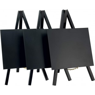 SECURIT Lot de 3 chevalets laques avec Tableau Noir en Bois, Noir, Mini, 24 x 15 cm