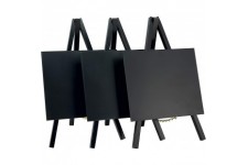SECURIT Lot de 3 chevalets laques avec Tableau Noir en Bois, Noir, Mini, 24 x 15 cm