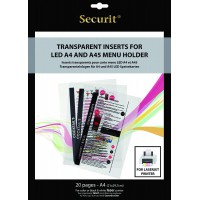 Securit Porte-Menu LED Inserts-Transparent (lot de 20)