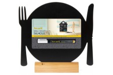 Securit Silhouette Ardoise ''Assiette'' - Base en Bois - Feutre-craie Inclus