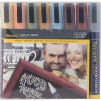 Securit Feutre-Craie a  encre liquide - Coloris de La Terre Lot de 8 - Medium 2-6mm Nib - Pochette -