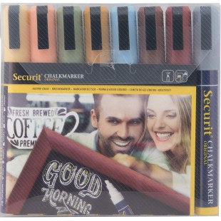 Securit Feutre-Craie a  encre liquide - Coloris de La Terre Lot de 8 - Medium 2-6mm Nib - Pochette -