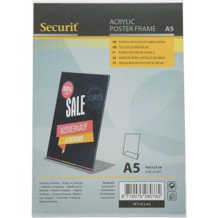 Securit Porte-affiche Transparent en forme de L Format A5