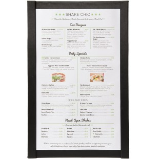 Securit support magnetique pour menu, 33 x 21.5 x 0.8 cm, simili cuir noir avec magnetique cotes (Mc-mga4-bl) noir