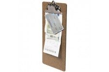 Securit en bois A4 bloc-notes de menu, Marron avec clip en acier inoxydable (Mc-cba4-br) Porte-addition marron