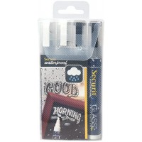 Securit Feutre-Craie Waterproof Blanc et Noir - Medium 2-6mm