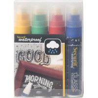Securit Feutre-Craie Wtarproof Couleurs Assorties Lot de 4 - Pointe Large 7-15mm