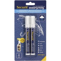 SECURIT Feutre-Craie Waterproof Blanc Lot de 2 - Medium 2-6mm