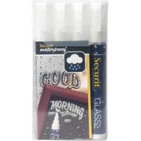 Securit Feutre-Craie Waterproof Blanc Lot de 4 - Medium 2-6mm