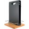 SECURIT Table Caddy - Double Face Surface d'ecriture - Metal Framework - Teck - 22 x 20 cm, Bois, Noir, 35 x 22.3 x 20.3 cm