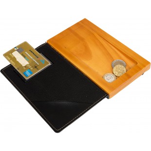 Securit Porte-monnaie en bois style cuir