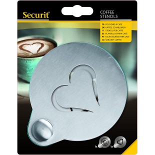 SECURIT Cafe Pochoirs Lot de 2, Acier Inoxydable, Gris, 12.4 x 10 x 0.1 cm