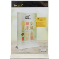 SECURIT Porte Menu de Table plexi - Porte Affiche avec Base en INOX pour Table d'hotel Restaurant - Transparent - A4