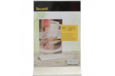 SECURIT Porte Menu de Table plexi - Porte Affiche avec Base en INOX pour Table d'hotel Restaurant - Transparent - A5