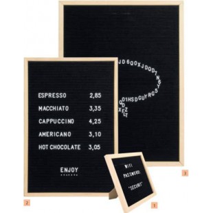 Securit Tableau avec lettres 60 x 80 cm en bois naturel et feutre - Comprend 360 lettres, chiffres, symboles et un ki