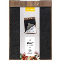 Porte menu format A4 type Clipboard en bois de noyer et simili cuir - Presentation menu restaurant