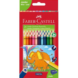 Faber-Castell Lot de 24 crayons de couleur triangulaires Jumbo 116524