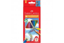 Faber-Castell 116510 Crayons de couleur triangulaire Jumbo avec Taille-crayon (Lot de 10)