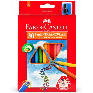 Faber-Castell 116530 Crayons de couleur triangulaire Jumbo avec Taille-crayon (Lot de 30)