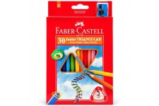 Faber-Castell 116530 Crayons de couleur triangulaire Jumbo avec Taille-crayon (Lot de 30)