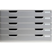 Exacompta - Ref. 322041D - MODULO A3 - Caisson 5 tiroirs fermes pour documents A3+ - Dimensions exterieures : Profondeur 35 x la