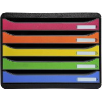 Exacompta - Ref .308798D - BIG-BOX PLUS HORIZON - Caisson 5 tiroirs pour documents A4+ - Dimensions exterieures : Profondeur 27 