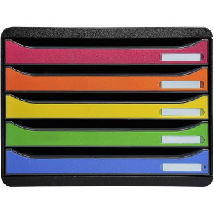Exacompta - Ref .308798D - BIG-BOX PLUS HORIZON - Caisson 5 tiroirs pour documents A4+ - Dimensions exterieures : Profondeur 27 