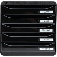 Exacompta - Ref. 3097214D - BIG BOX PLUS - Caisson 5 tiroirs pour document A4+ - Dimensions exterieures : Profondeur 34,7 x larg