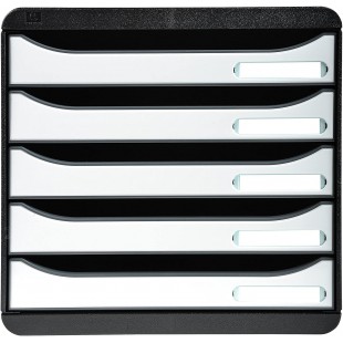Exacompta - Ref. 3097213D - BIG BOX PLUS - Caisson 5 tiroirs pour document A4+ - Dimensions exterieures : Profondeur 34,7 x larg